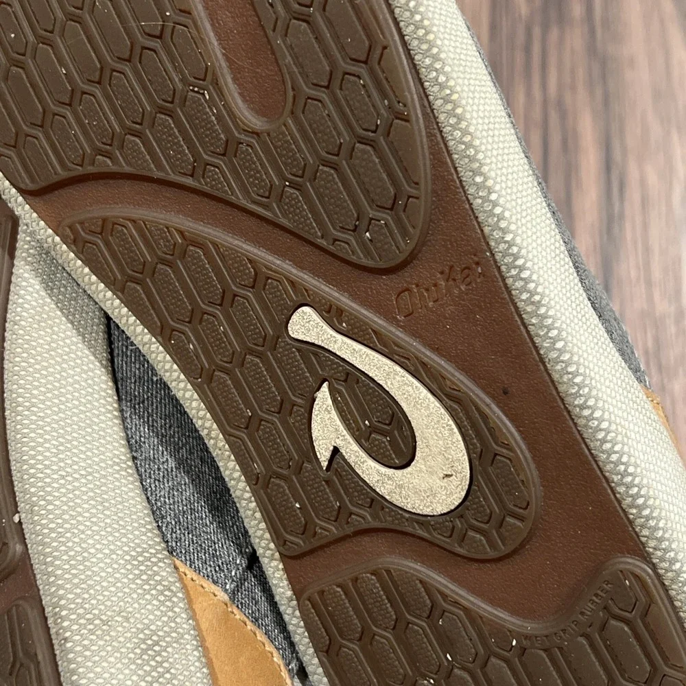 OluKai Nanea Li Weather Resistant Canvas Sneakers Shoes Grey Brown Mens Size 14